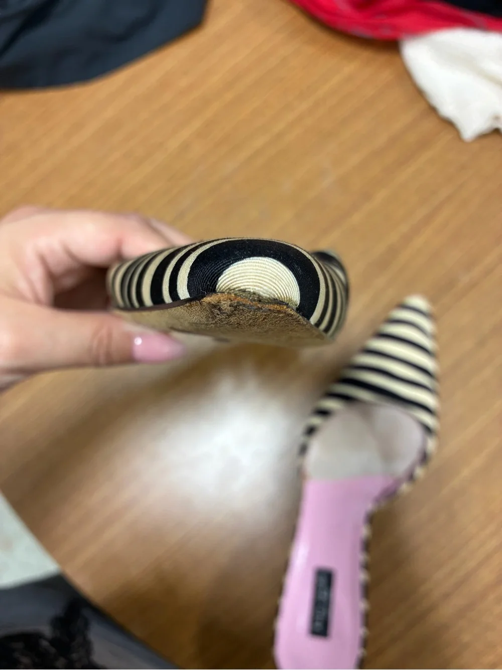 kate spade Black and Pink Striped Pointed-Toe Mule